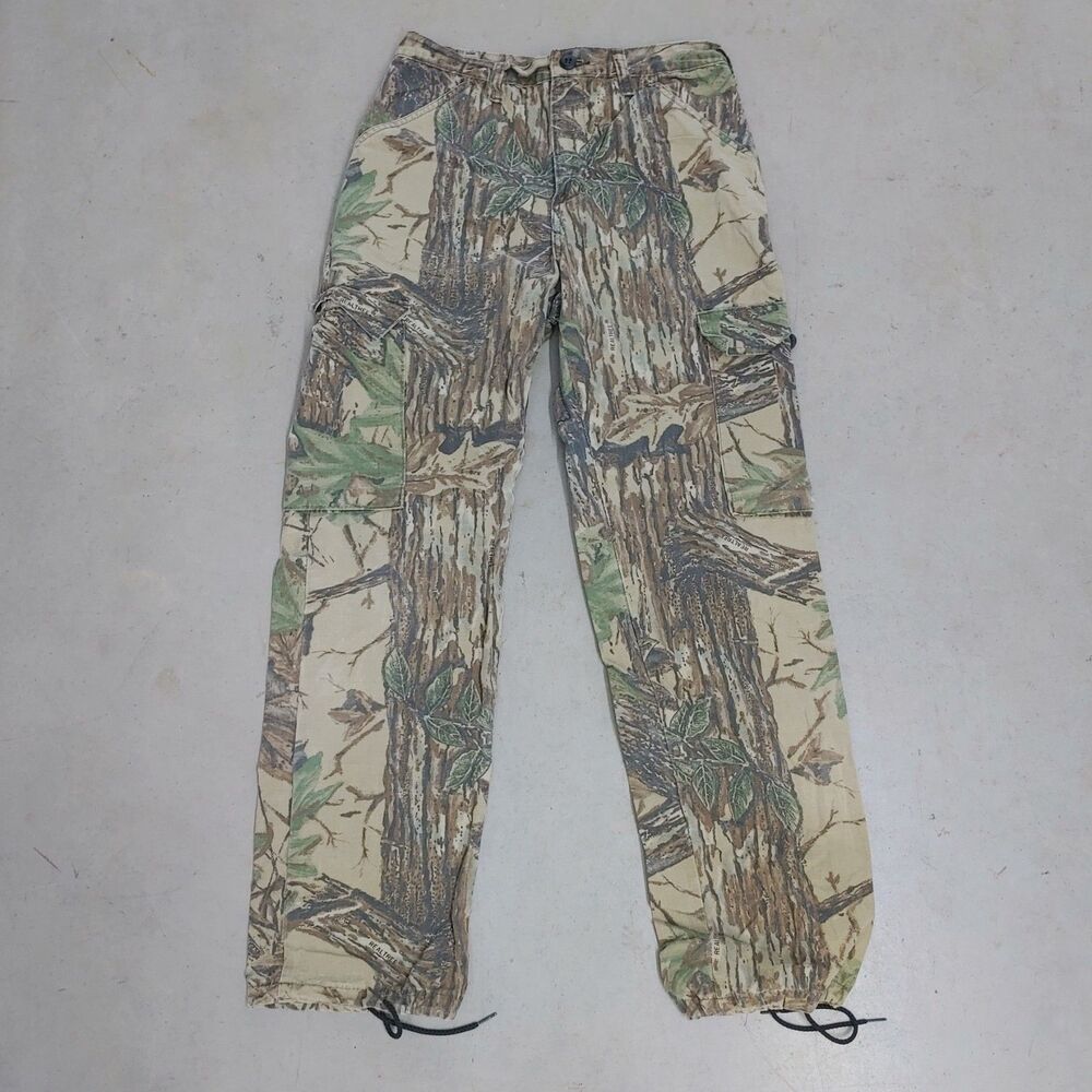 Vintage Liberty Realtree Cargo Pants Men's SMALL Camo Green Drawstring Hem USED